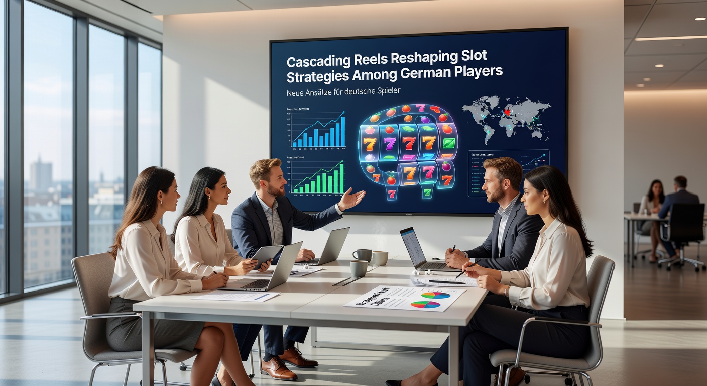 Deutsche Spieler am Smartphone, die Strategien für kaskadierende Slot-Reels entwickeln und analysieren, mit Grafiken von Gewinnketten