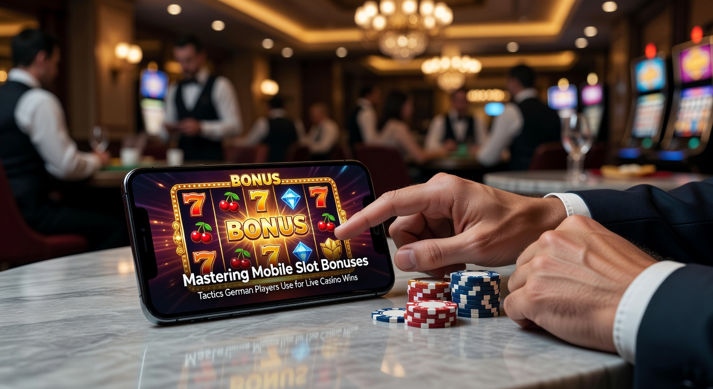 Smartphone mit Slot-Spiel und Bonus-Symbolen, typisch für mobile Casino-Apps bei deutschen Spielern