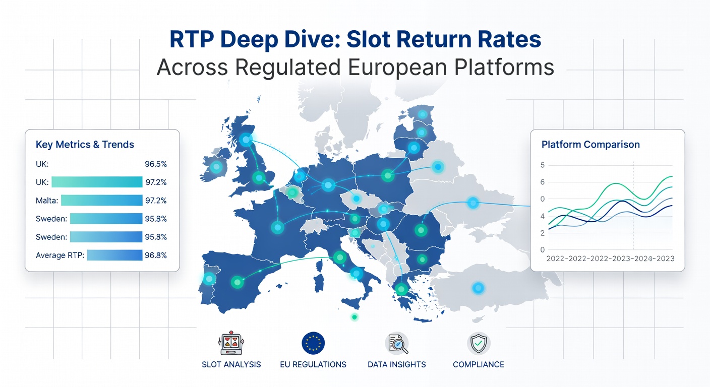 Detaillierte Karte Europas mit RTP-Durchschnittswerten pro Land, hervorgehoben mit Balkendiagrammen für Top-Slots